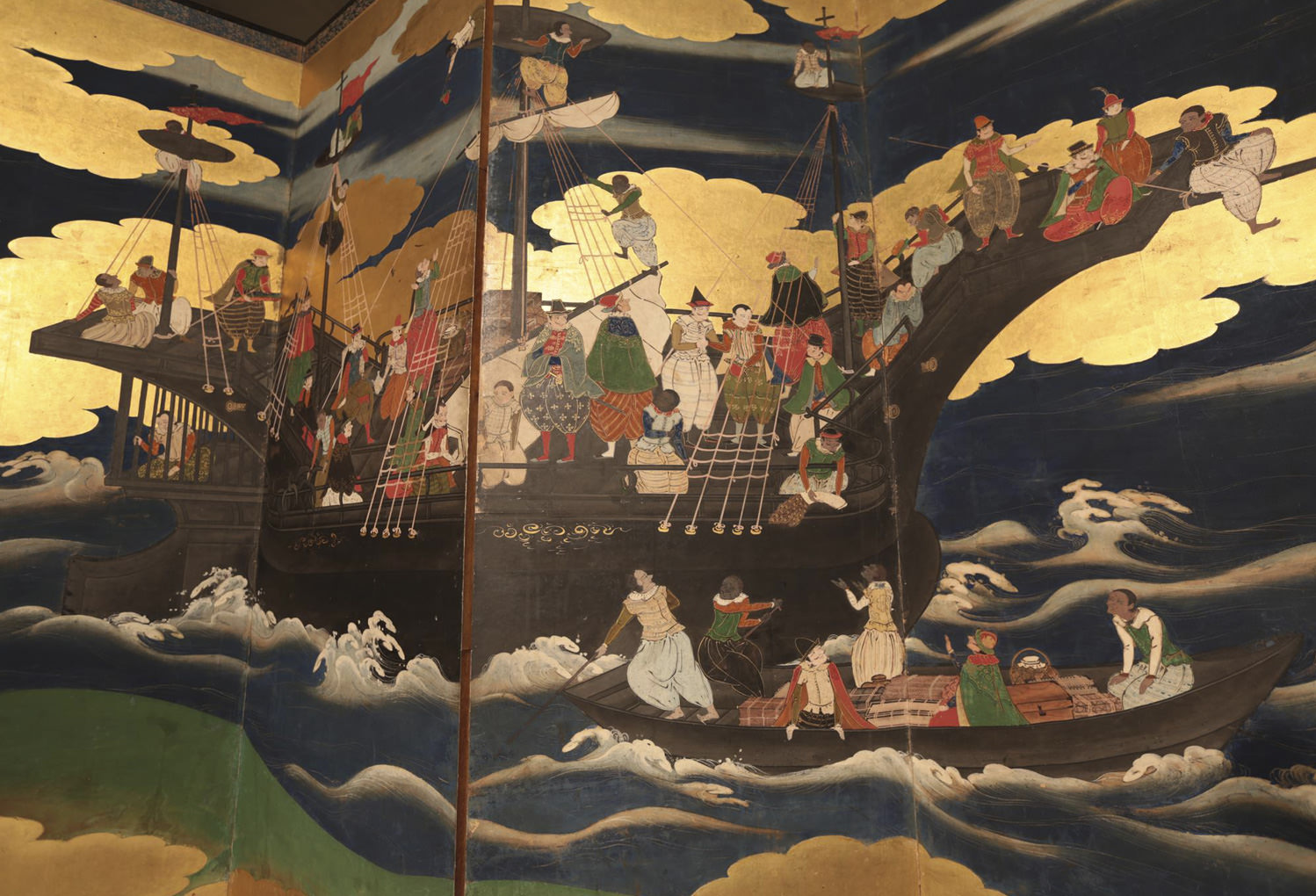 长崎与天草地区的基督教相关遗产：绘制在南蛮屏风上的葡萄牙船（南蛮文化馆收藏）
